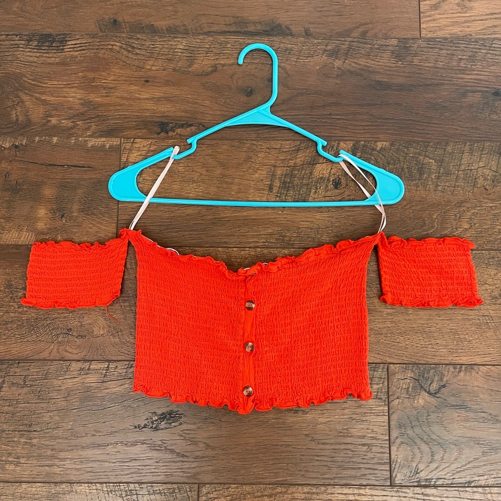 NEW Red Cropped Off the Shoulder Top